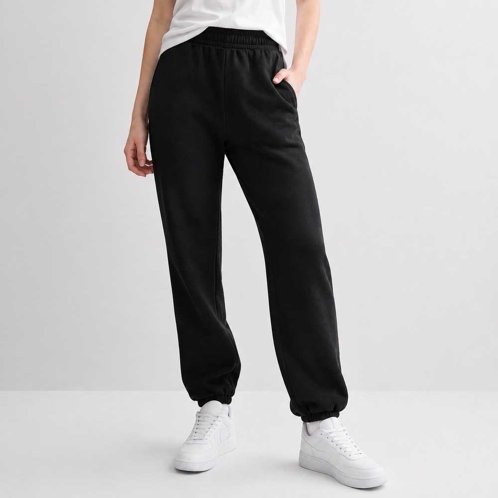 NWT Black Fleece Jogger Sweatpants Women's Large Y2K Streetwear Cozy Basic SO